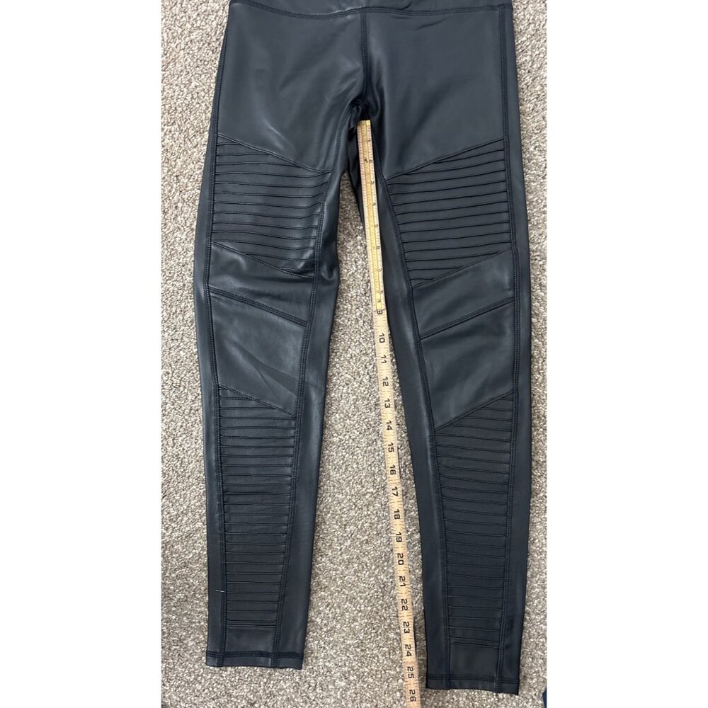 7 For All Mankind Womens Faux Leather Moto Leggings XS Black - Picture 7 of 7